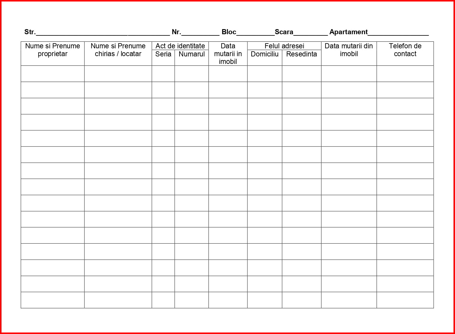 fair Basement Investigation Carte de Imobil – Model Word PDF sau Excel